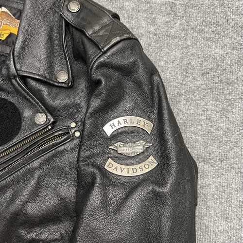 Giacca Harley-Davidson vintage uomo pelle media biker POW MIA patch 2002 - Foto 7 di 15