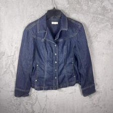 Coldwater Creek Denim Jacket Womens Medium Blue Button Front Jean Coat