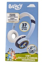 NEW 2 In 1 Bluetooth & Corded Kids Headphones Bluey Pattern Volume Limited