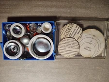 VTG LOT OF BUTTON COVERS PATTERNS & MORE VARIOUS SIZES SLIVER TONE