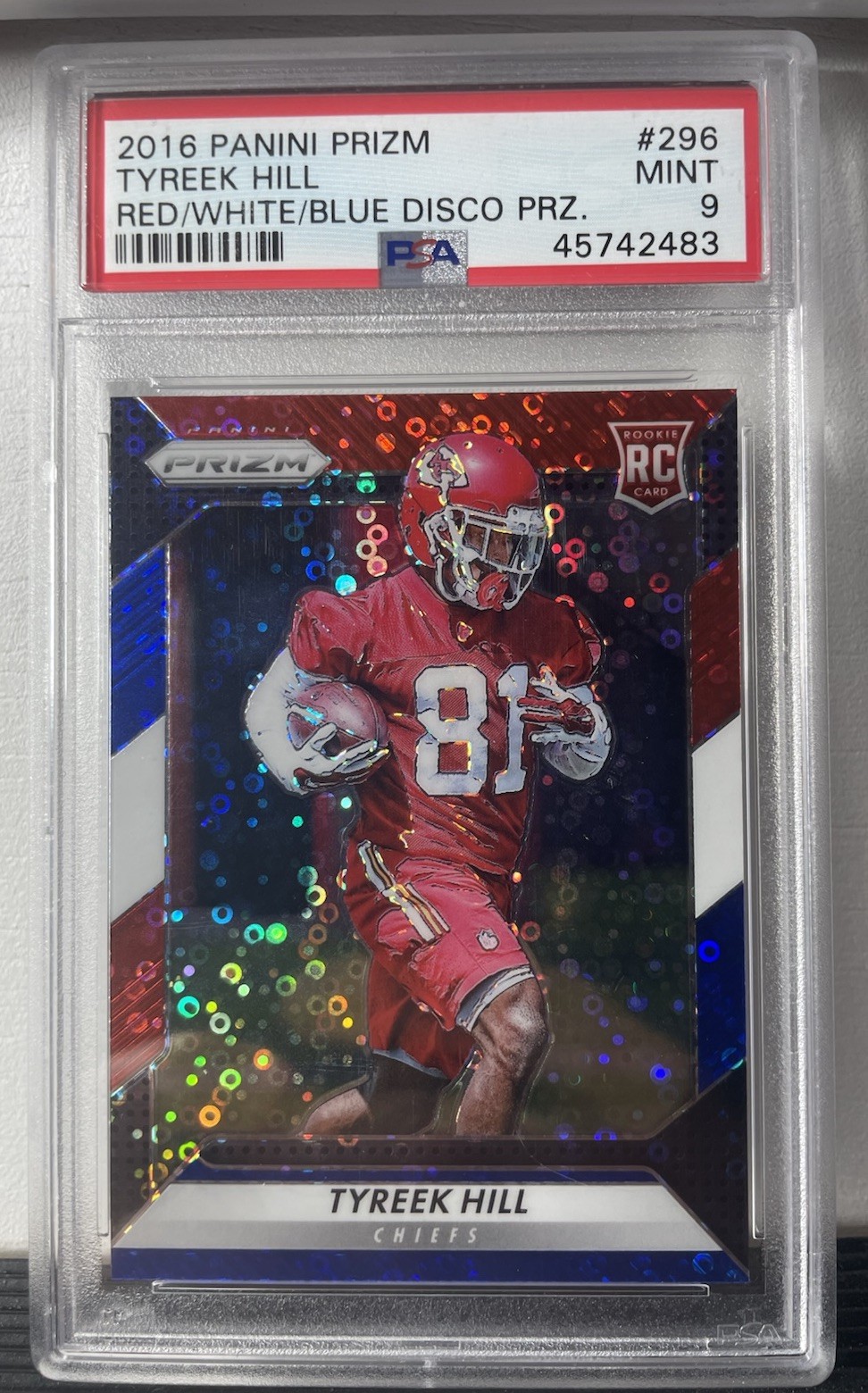 Tyreek Hill Panini Prizm #296 Red/White/Blue Disco
