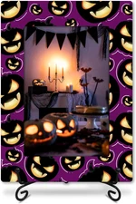 Black Pumpkins Halloween Photo Frame-Halloween Picture Frame with a Metal Suppor