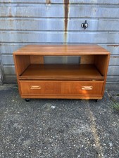 Vintage 1970s / 1980s G Plan Teak Tv Media Unit Cabinet By V Wilkins on Wheels