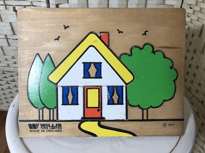 Vintage Holz Kinder Puzzle Haus Willis Toys 1977 Made in England
