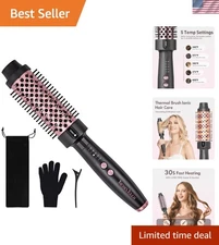 Effortless Curls: 1.5'' Heated Round Brush with 5 Temp Settings & Safety Shutoff