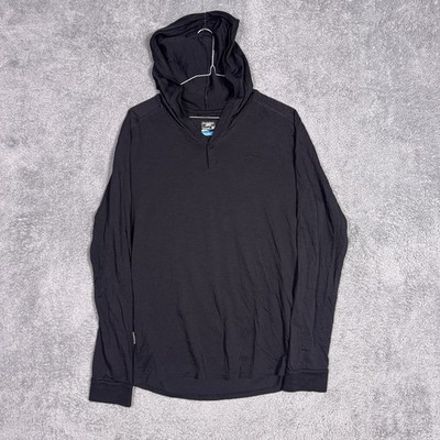 Icebreaker Hoodie Men M Black Wool Cool Lite Merino Full Zip Pocket Hooded