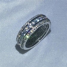 2 Ct Anniversary Band Round Cut Moissanite DVVS1 14K White Gold Plated Ring