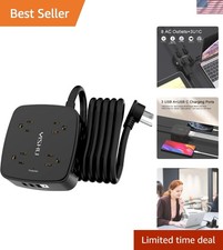 10 Ft Surge Protector Power Strip - 8 Widely Outlets with 4 USB Ports, 3 Side...