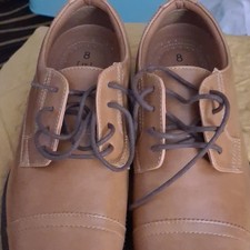 George Men's Brown Leather Cap Toe Oxford Dress Shoes Lace-Up Size 8 NW/Def
