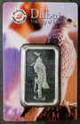 Dubai Duty Free 20 gram Silver Falcon Bar in Plastic Assay Card