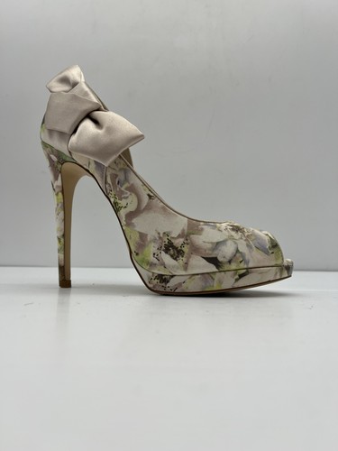 Womens Heels Karen Millen EUR 40 US 9 Peep Toe High Heels Floral Bow Spring - Picture 9 of 15