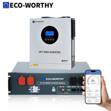 ECO-WORTHY 2560Wh 48V 50Ah Lithium Battery+5kw Solar Inverter For Home Off-grid