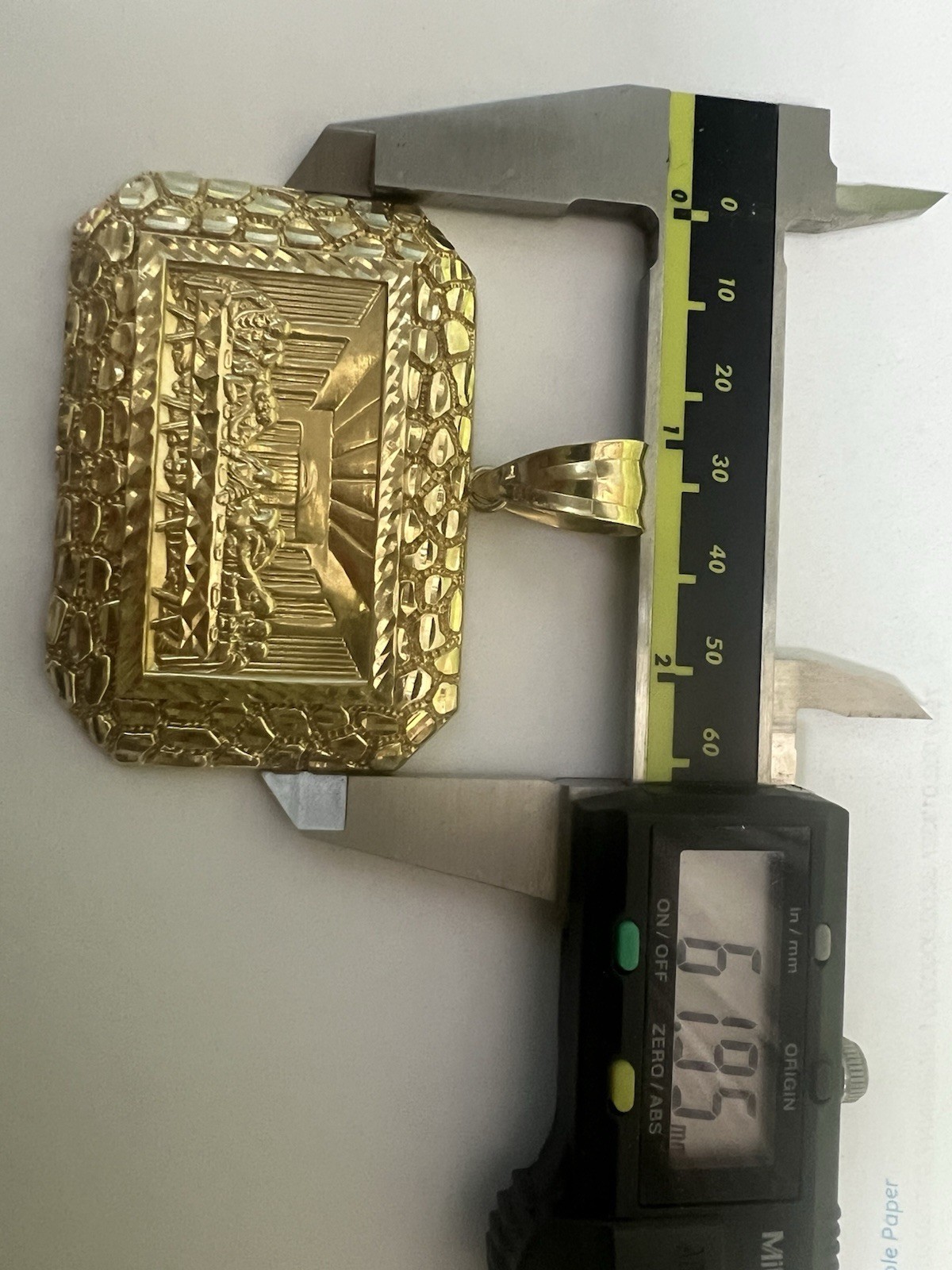 Rectangle Last Supper Textured Nugget  Pendant Re… - image 13