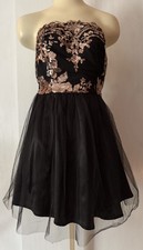 ✨✨SHEIN Strapless Sweetheart Black & Rose Gold Sequin Tulle Mini Dress-Size ✨✨