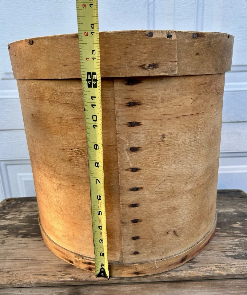 (1) Primitive Ohio Natural Bent Wooden Pantry Box, Firkin, w/ Lid. - Image 2 of 4