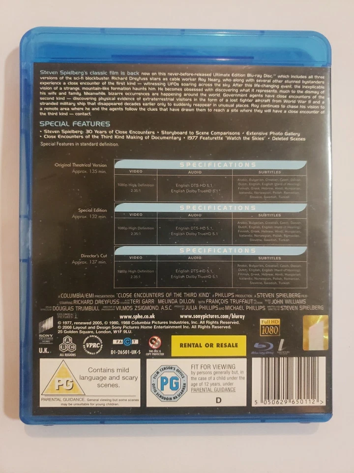 Close Encounters Of The Third Kind Blu-ray In Excellent Condition Free P&P  - Image 2 of 2
