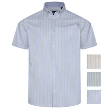 KAM Short Sleeve Stripe Shirt Casual Button Up Mens Plus Size 2-8XL 6386