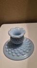 Vintage Fenton Pastel Blue Hobnail Candlestick Holder