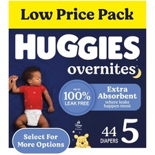 Huggies 59487 Overnites Nighttime Baby Diapers, Size: 5, 44 Count, Multicolor