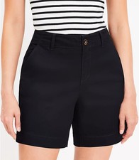 Ann Taylor LOFT Black Curvy Monroe Chino Shorts sz 6 NEW NWT