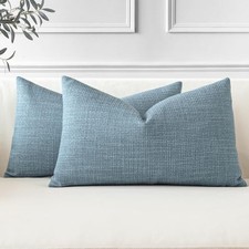 Pack of 2 Throw Pillow Covers 12x20 Inch Linen 20" x 12" Pack of 2 Blue