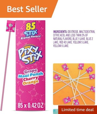 Nostalgic Pixy Stix Variety Pack: Grape, Maui Punch, Cherry & Orange - 85 Ct