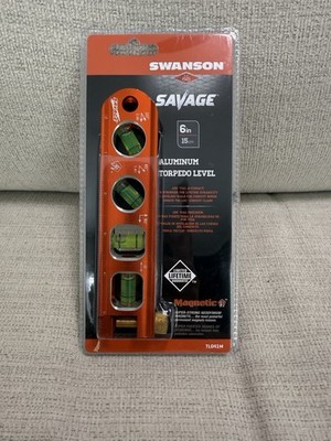 Swanson Savage 6'' Magnetic Aluminum Pro Grade Torpedo Level w/ Clamp, TL041M