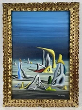 Yves Tanguy Oil On Canvas (Handmade) signed and stamped Framed