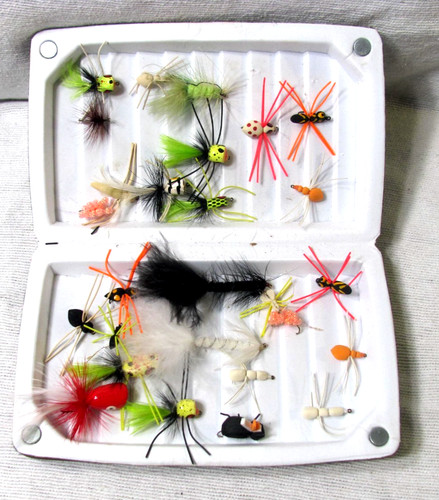 Flambeau Soft Sided Carry In Fly Box with over 20 Trout Flies and Poppers