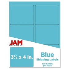 JAM PAPER Shipping Address Labels - Large - 3 1/3 x 4 - Blue - 120/Pack