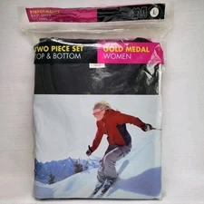 Gold Medal Thermal Set Womens Large Black Bottom Top Performance Base Layer New