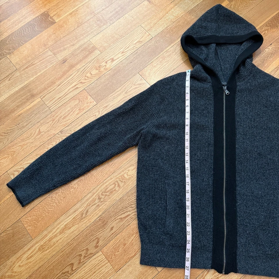 Banana Republic Italian Yarn Wool Nylon XL Ribbed Sweater Hoodie Full Zip Knit - Image 4 of 4