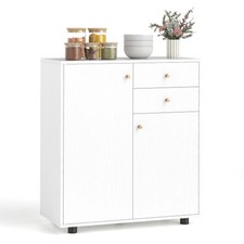 Kitchen Sideboard Buffet Cabinet Coffee Bar Cabinet, 2 Drawers 2 Doors, White