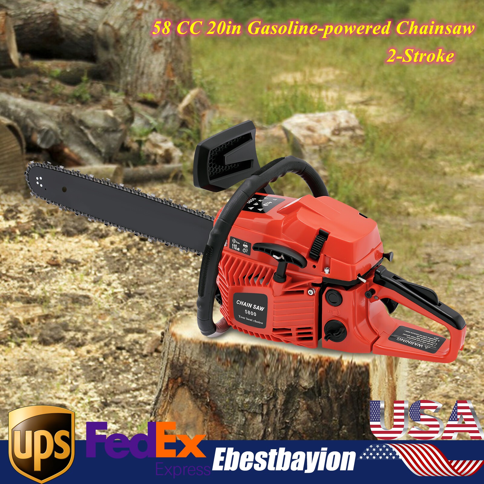 58CC 20-Inch Gas Chainsaw - 2-Stroke Gasoline Powered Wood Cutting Tool