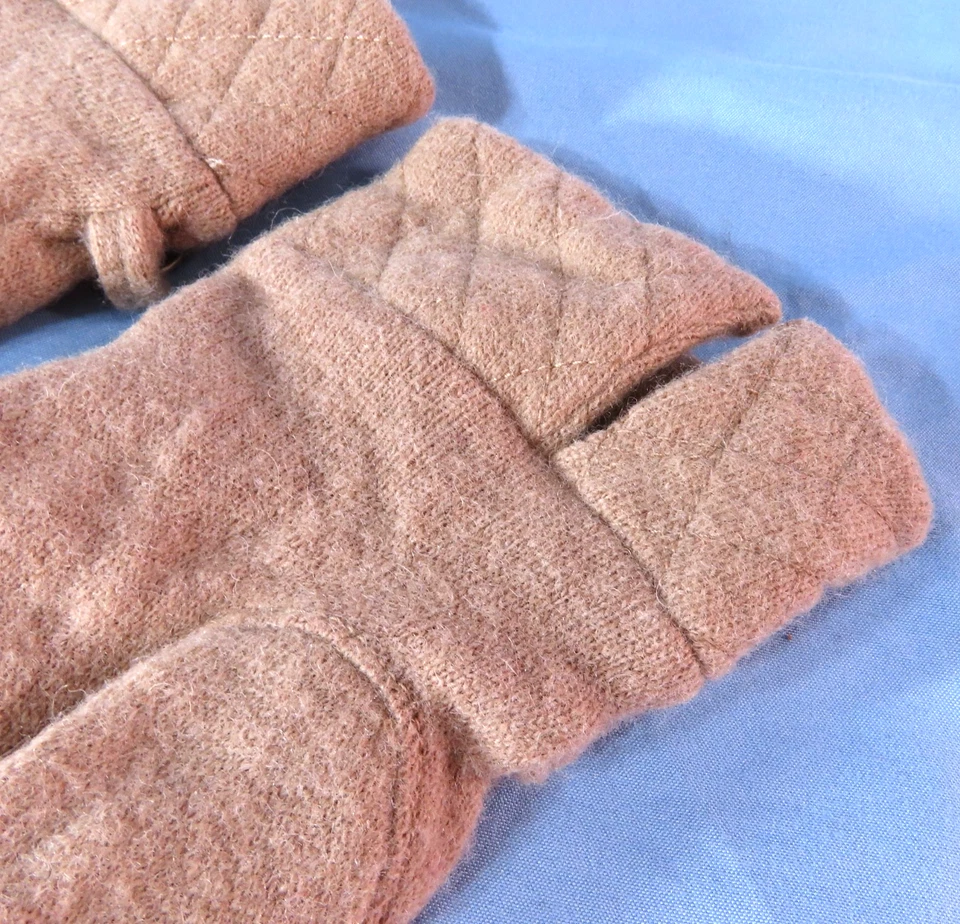 GUANTES DE PUNTO SUÉTER BRITÁNICO MONZÓN DE COLECCIÓN Beige Mezcla de Lana Acolchado Borde de Caballo Foto 4 de 4