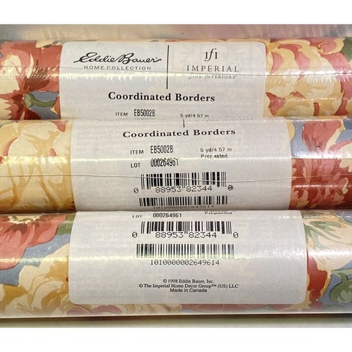 Eddie Bauer Coordinated Borders Wallpaper Floral Vintage 3 Rolls 10.25" Width - Picture 3 of 5
