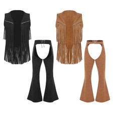 Mens Vest And Chaps Fringed Cosplay Dress-up Outfit Adult Cowboy Costume Suit