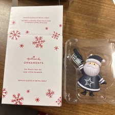 Hallmark Dallas Cowboys Santa Fan 2-Sided NFL Black Box Xmas Ornament NIB