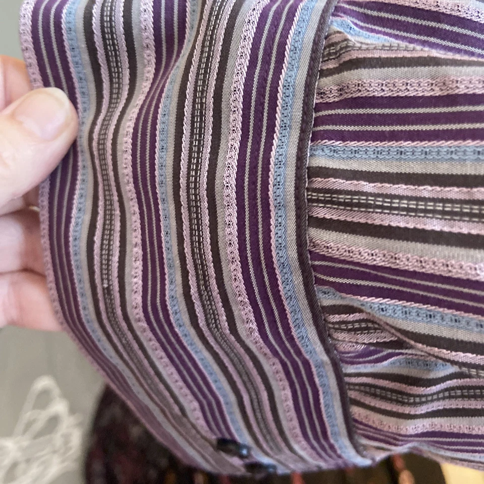 Brandini Men’s Long Sleeve Button Down Shirt Size XL Purple, Turquoise, And Gray - Image 4 of 4