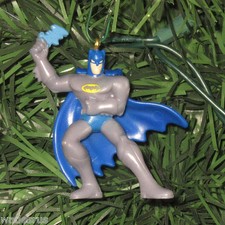 Gray  Blue Batman Holding Bat Symbol - Custom Christmas Tree Ornament Holiday