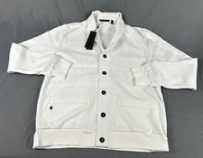 Greyson Lake Fleece Cardigan Sweater XL Arctic White Cotton Polyester MSRP $268