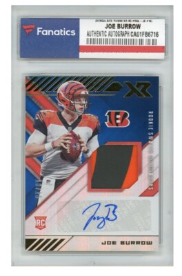 Joe Burrow Bengals Rookie Auto Patch 2020 Panini XR Blue Holo 18/20 NFL