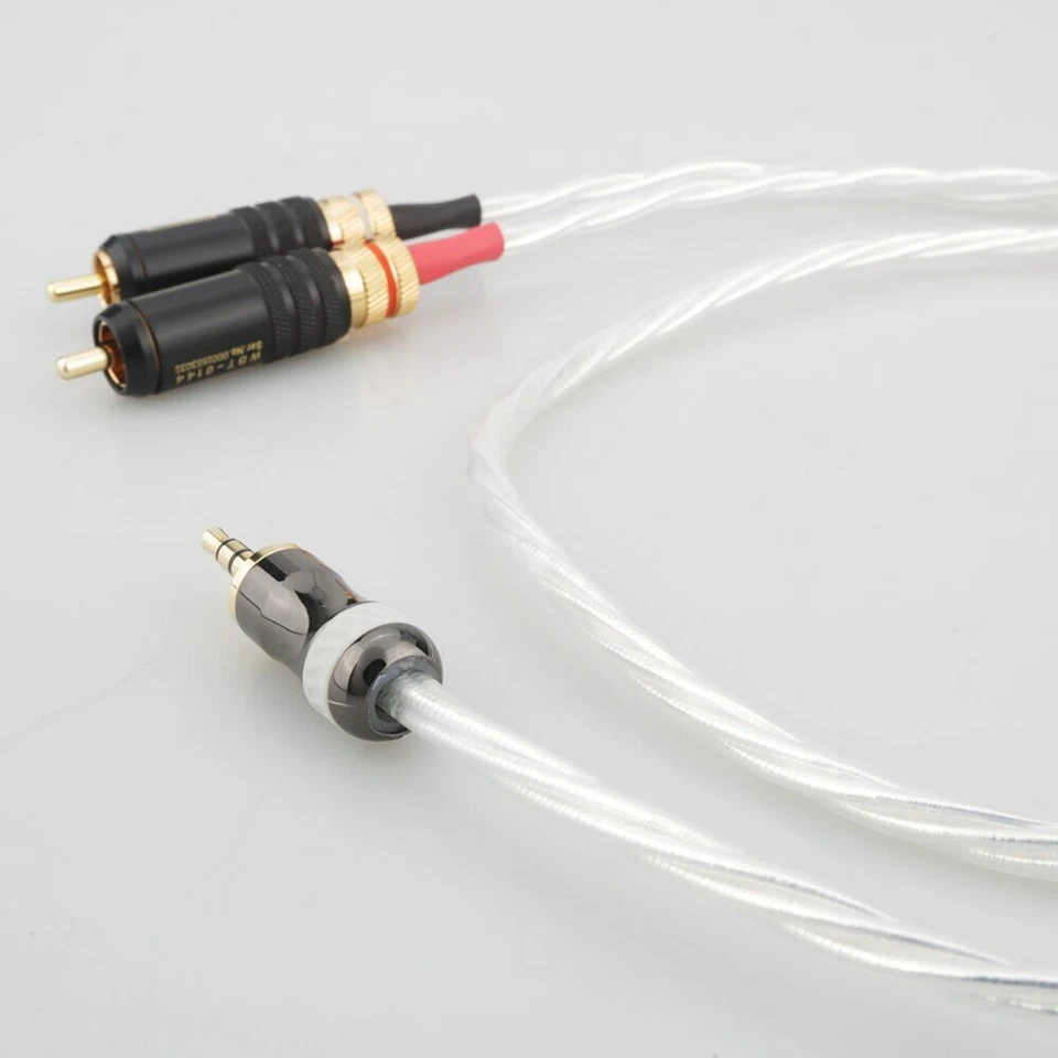 3.5mm Jack Male to Dual RCA AUX Cable OCC Silver Plated Headphone Audio Line - Image 3 of 4