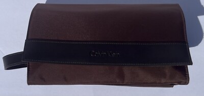 Calvin Klein Mens Dopp Kit Travel Cosmetic Toiletry Bag Case Brown