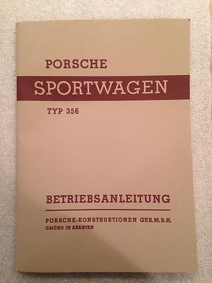 Porsche Sportwagen Typ 356 Operating Manual Handbook. Extremely Rare! Own It!