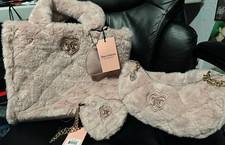 NWT Juicy Couture Let's Get Cozy Faux Fur Tote Shoulder Bag  Wristlet Wallet