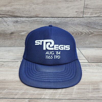St. Regis August 1984 Hat Cap TPD 1165 Vintage Blue Foam Flat Brim SnapBack 