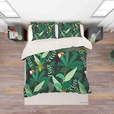 3D Tropical Bird Plant Quilt Cover Set Duvet Cover Bedding Pillowcases
