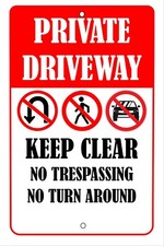 Private Driveway - No Entry - Aluminum Metal Sign 8X12 Outdoors UV Protection