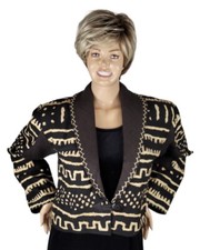 Vintage 90s Flashback Aztec Tribal Tapestry Jacket Blazer Black Brown Boho S NWT